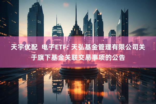 天宇优配  电子ETF: 天弘基金管理有限公司关于旗下基金关联交易事项的公告
